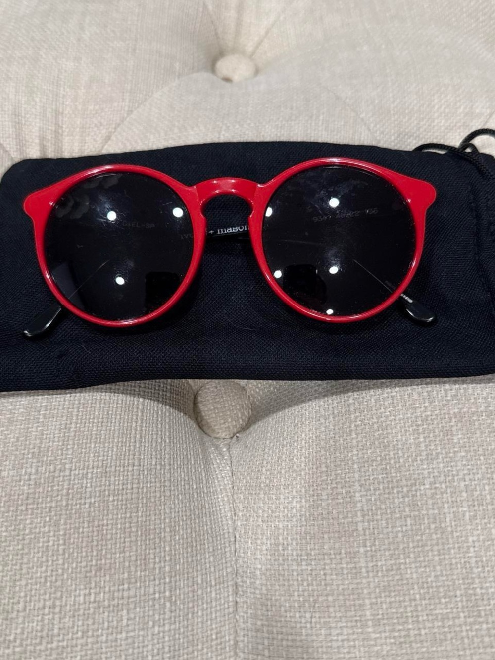 Red Round Frame Sunglasses with Black Lenses